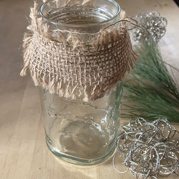 Light Up Decor Rustic Farmhouse 20 oz Glass Decorative Jar Rusty Heart Burlap - Picture 6 of 8
